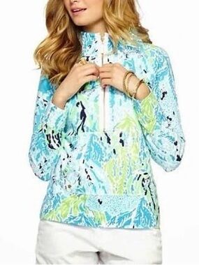 Lilly Pulitzer Skipper Popover Spa Blue Let’s Cha-Cha Size XL Southern Preppy